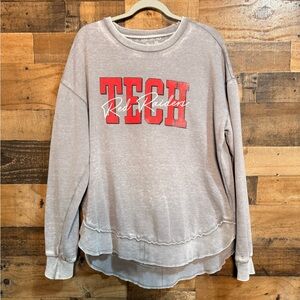Pressbox Women's Gray Red Texas Tech Crewneck Sweatshirt XL Extra Large